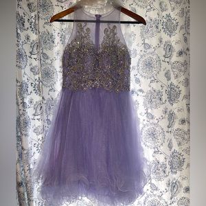 Purple bedazzled homecoming dress